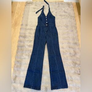 Mango Dark Blue Denim Overalls